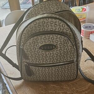 GUESS Black and Gray Monogram Backpack